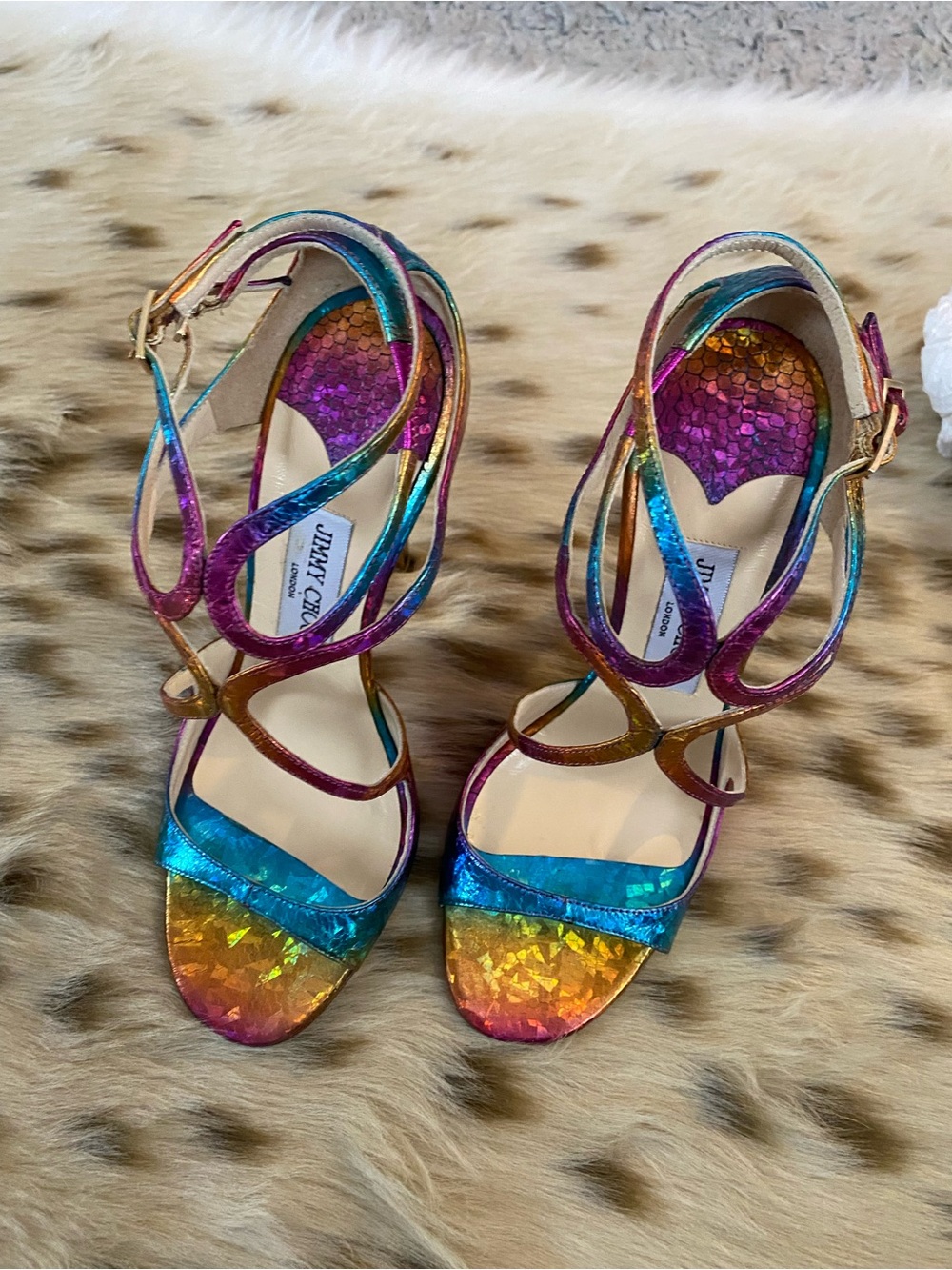 Rare Jimmy Choo Rainbow Panama Stiletto High Heels w Box - Picture 10 of 15